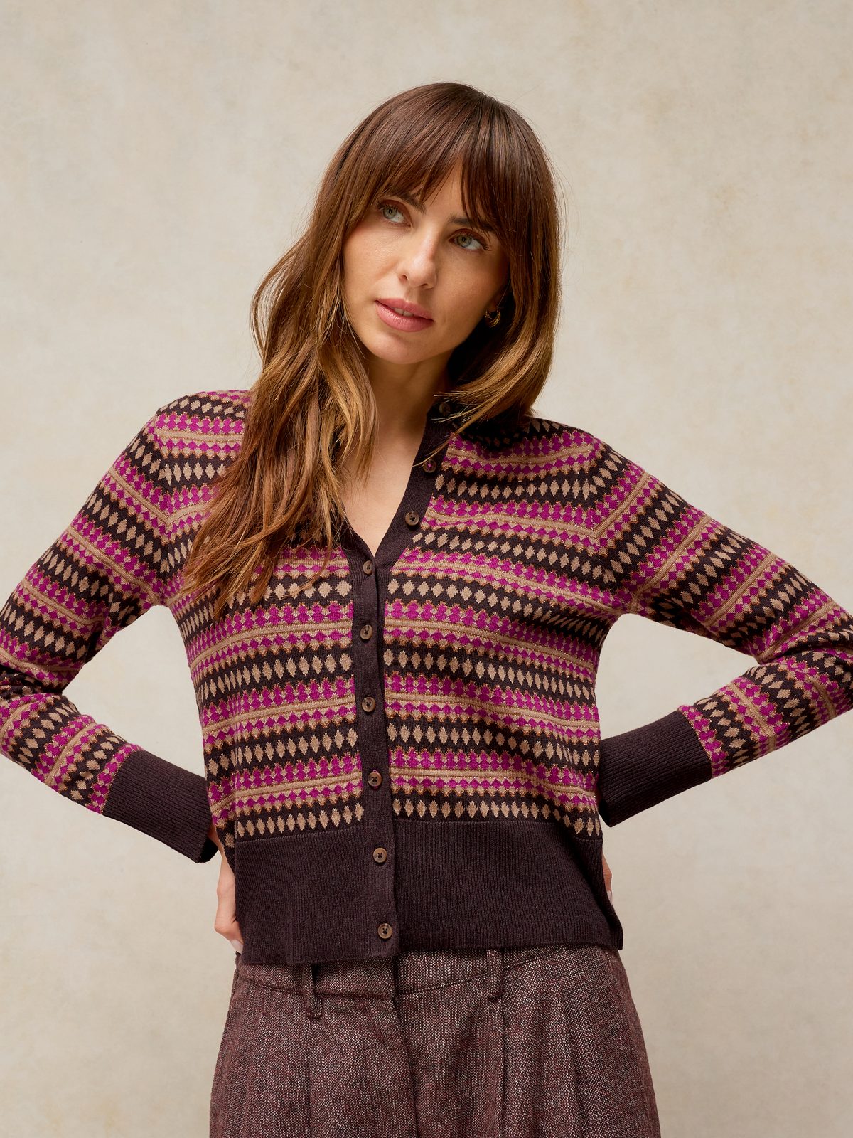 Kardigan Lois Fairisle Pink