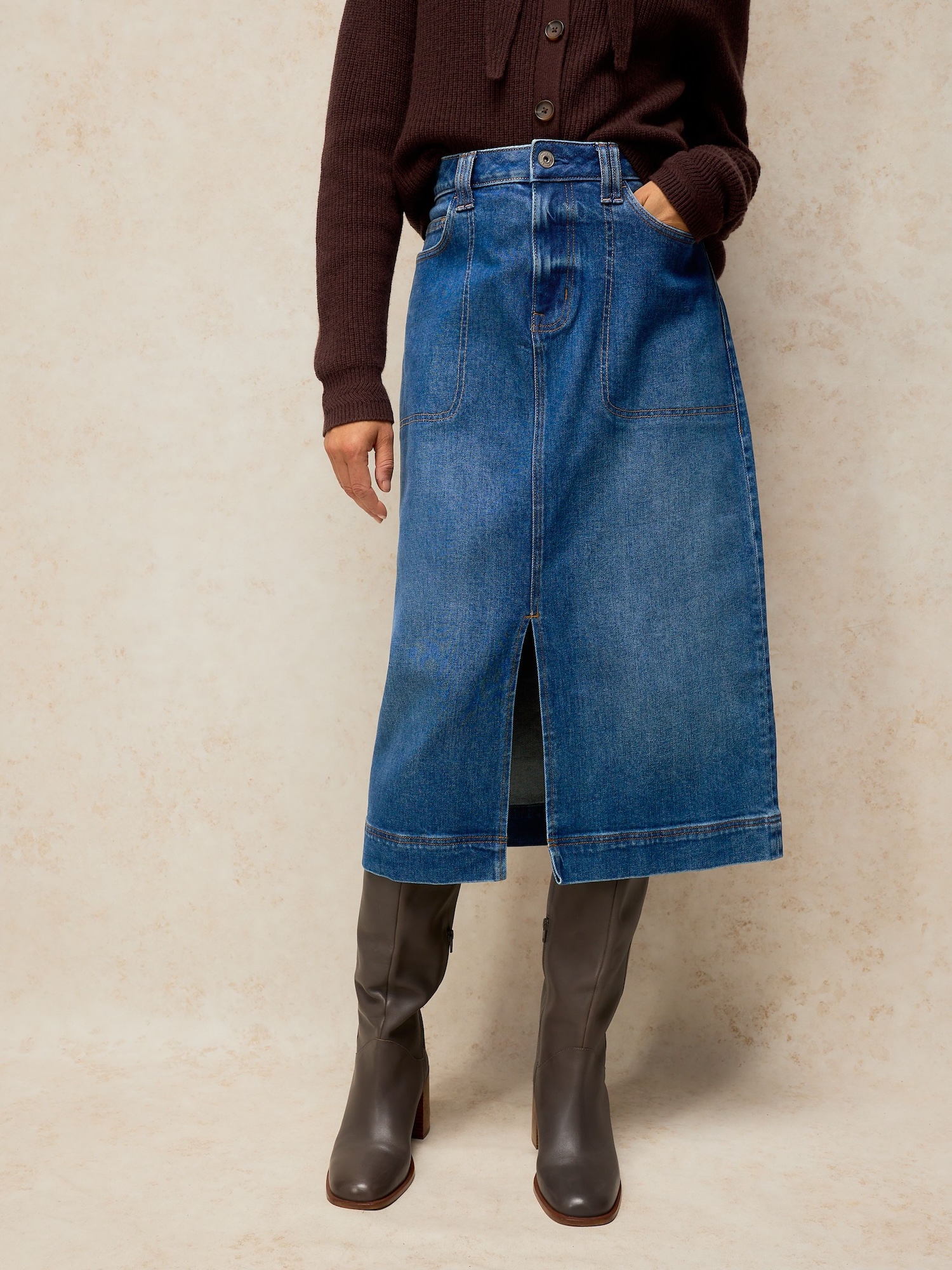Spódnica Tia Mid Denim